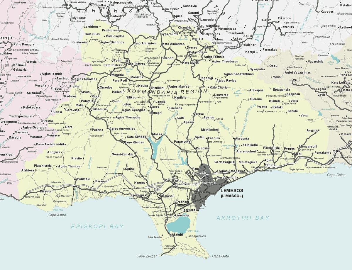 Карта лімасол Кіпр