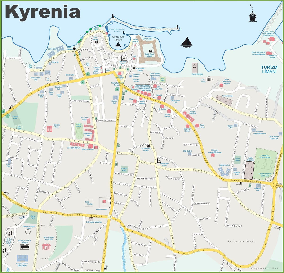 карта Паўночнага Кіпра кірэнія