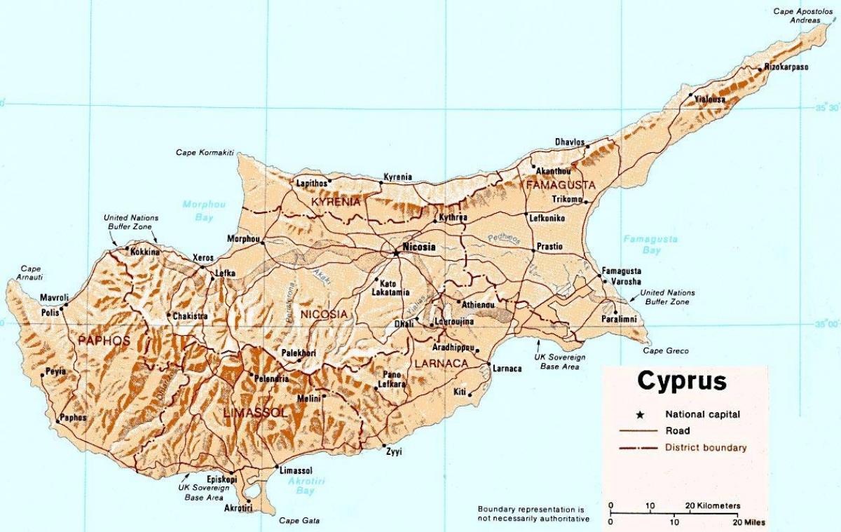 падрабязная карта выспы Кіпр 