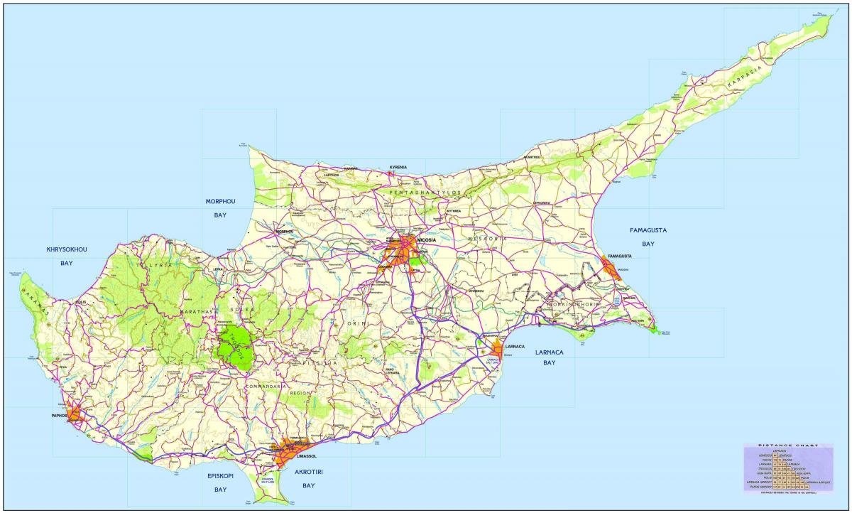 Карта дарог Кіпра