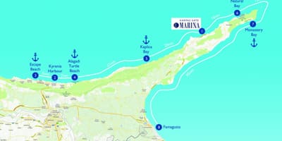 Карта чарапашы пляж Кіпра